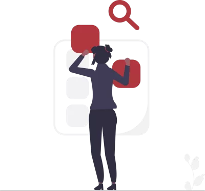 Icone femme de dos qui cherche